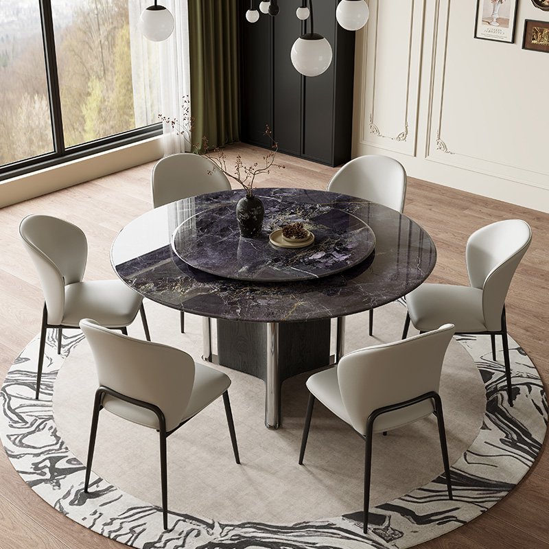 Light Luxury Modern Dining Table with Wood Stainless Steel Legs for Home Apartment Living Room Hotel Furniture