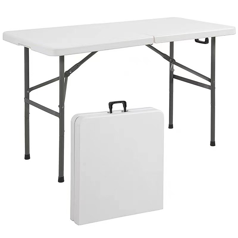 6FT Easy to Clean Portable Rectangle White HDPE Plastic Outdoor Party Event Folding In Half Long Table