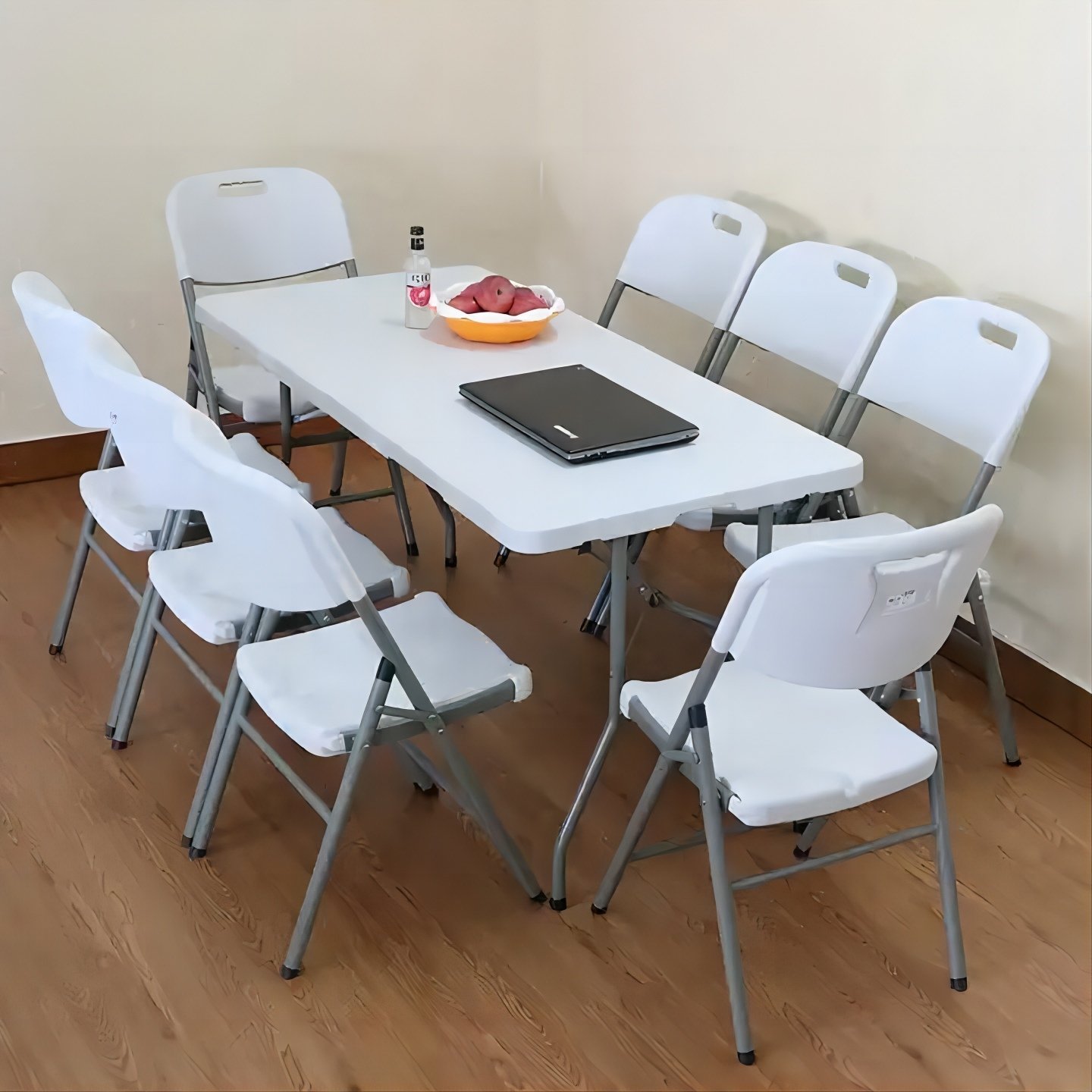 6FT Easy to Clean Portable Rectangle White HDPE Plastic Outdoor Party Event Folding In Half Long Table