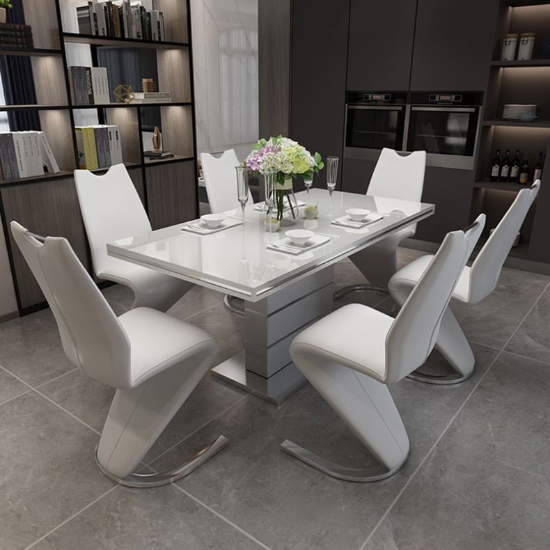 dining tables and chairs set for dining room modern Tempered glass extending square dining table set 6 chairs
