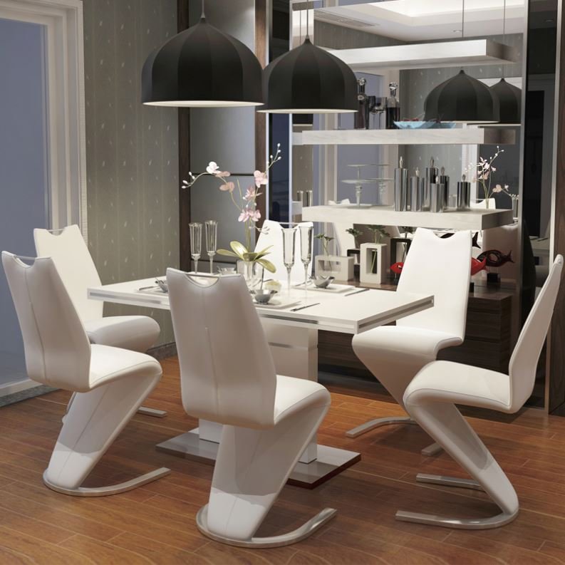 dining tables and chairs set for dining room modern Tempered glass extending square dining table set 6 chairs