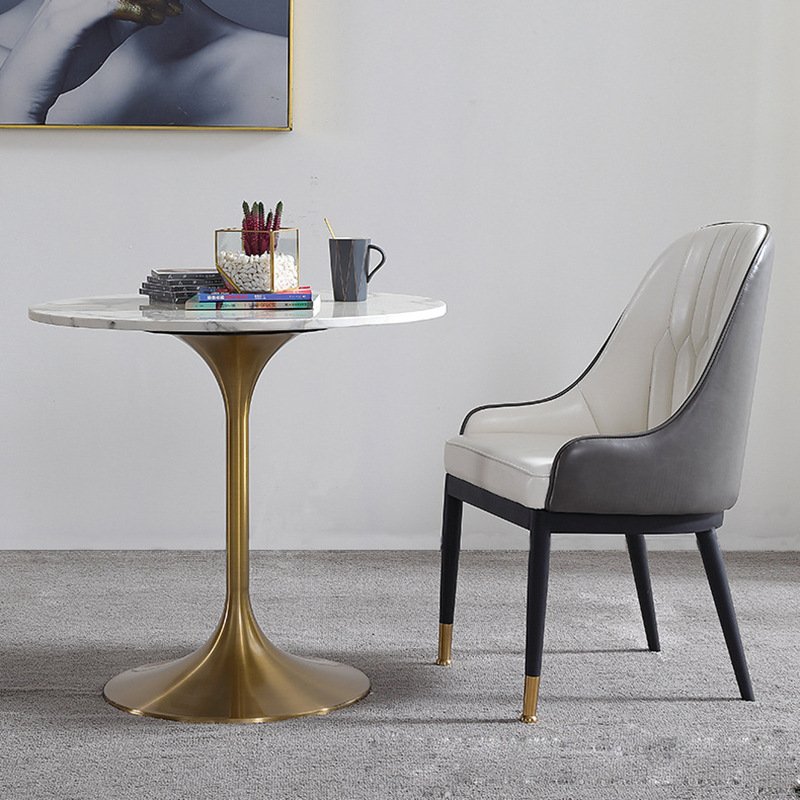 commercial Restaurant dining room round marble Brass gold tulip table with marble top furniture