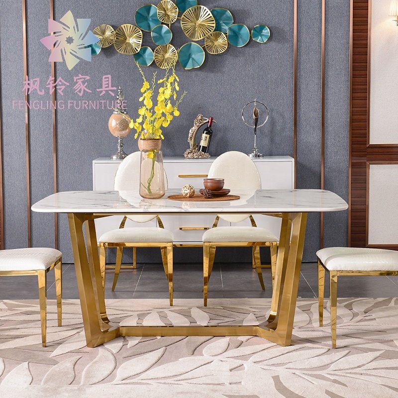 High Quality 2023 Top Selling Restaurant Furniture Modern Luxury White Marble Rectangle Dining Table DTC005