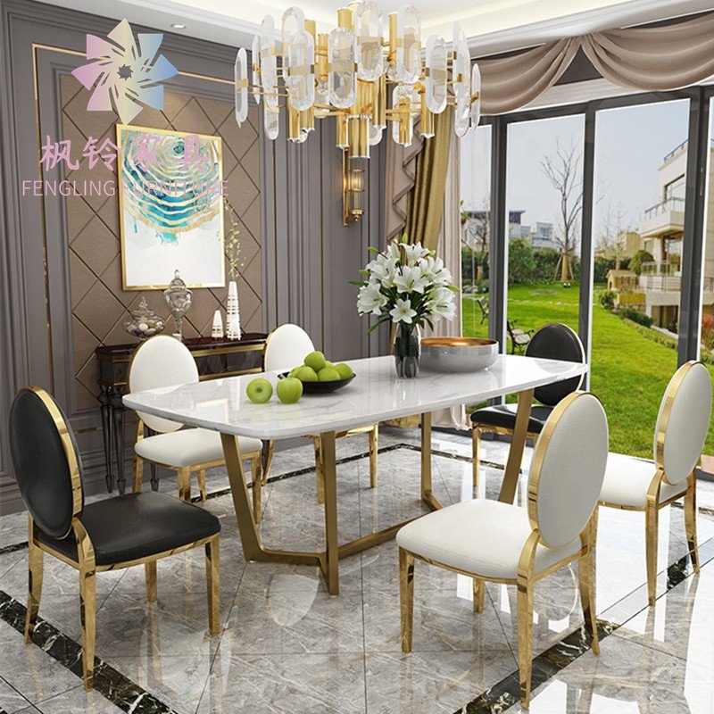 High Quality 2023 Top Selling Restaurant Furniture Modern Luxury White Marble Rectangle Dining Table DTC005