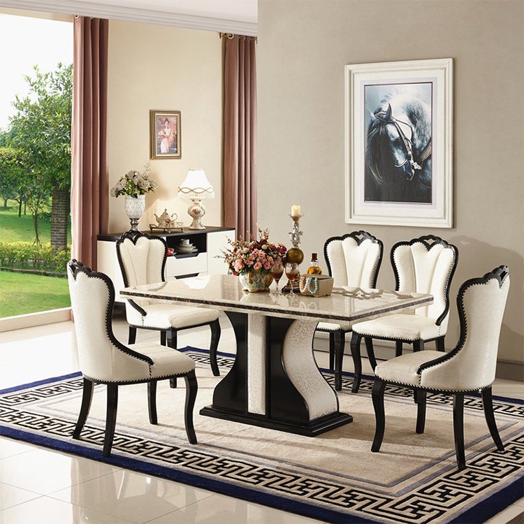 Luxury Rectangular Dining Table Set Home Furniture Modern Marble 8-seat Dining Table Environmental Thick Wood