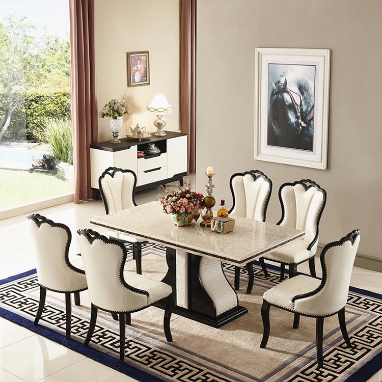 Luxury Rectangular Dining Table Set Home Furniture Modern Marble 8-seat Dining Table Environmental Thick Wood