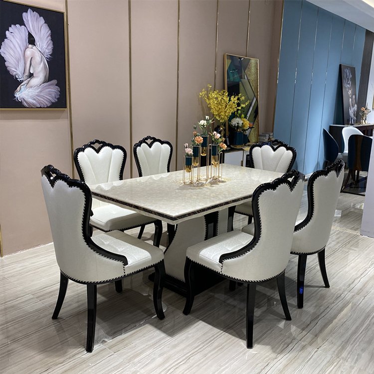 Luxury Rectangular Dining Table Set Home Furniture Modern Marble 8-seat Dining Table Environmental Thick Wood