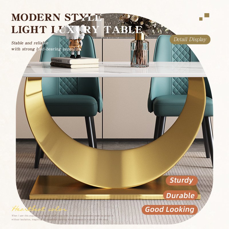 Modern nordic dining table set 4 chairs gold base marble dining table and chairs for sale