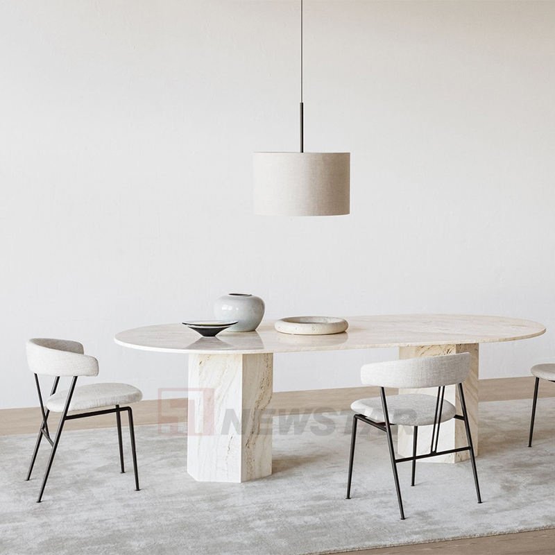 Newstar Customization Square Marble Dining Table Hot Selling Marble Dining Table White Dining Table