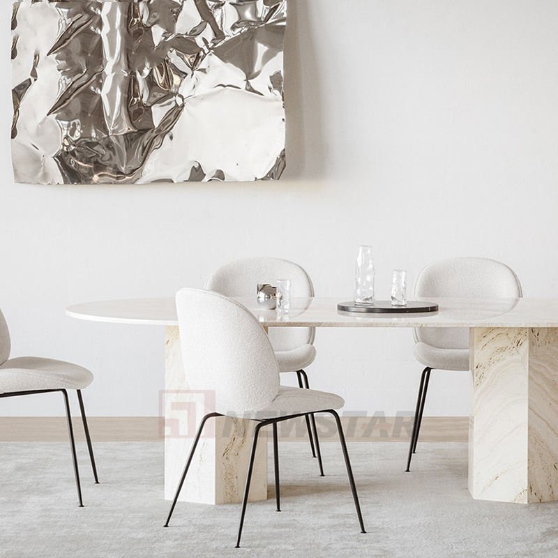 Newstar Customization Square Marble Dining Table Hot Selling Marble Dining Table White Dining Table