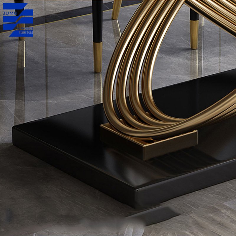 Luxurious Stainless Steel Dining Table Set with Unique Marble Rectangular Design Modern for Indoor Kitchen and Outdoor Use