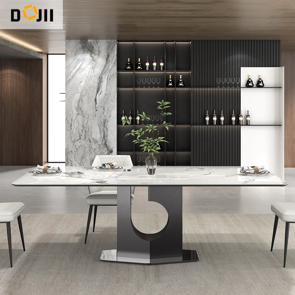 High End French Country Upscale Dinning Room Rectangle Pedestal Traditional Dining Table and Chair Set