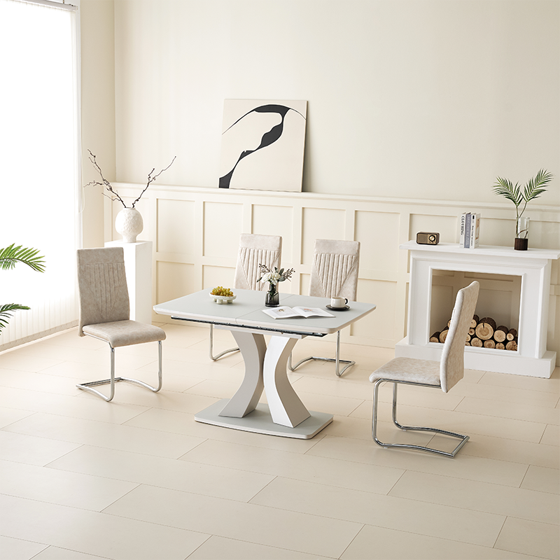 Nordic modern minimalist foldable home furniture restaurant kitchen white ceramic marble dining table set table and 6 chairs