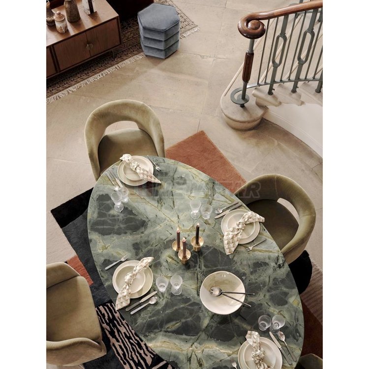 Newstar Natural Stone Dining Room Furniture Green Square Rectangle Round Quartzite Marble Dining Table