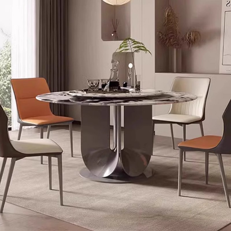 SUKE Nordic style luxury rock plate table stainless steel table foot Size apartment popular type senior dining table