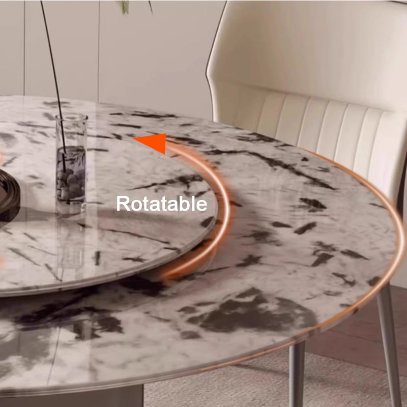 SUKE Nordic style luxury rock plate table stainless steel table foot Size apartment popular type senior dining table
