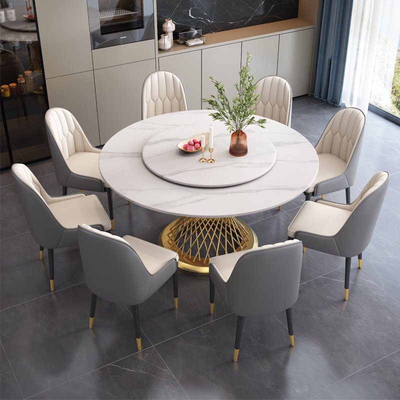 Modern Luxury Rock Slab Dining Table Extendable round Table for Kitchen Living Room Hotel Apartment for Dining Room Furniture