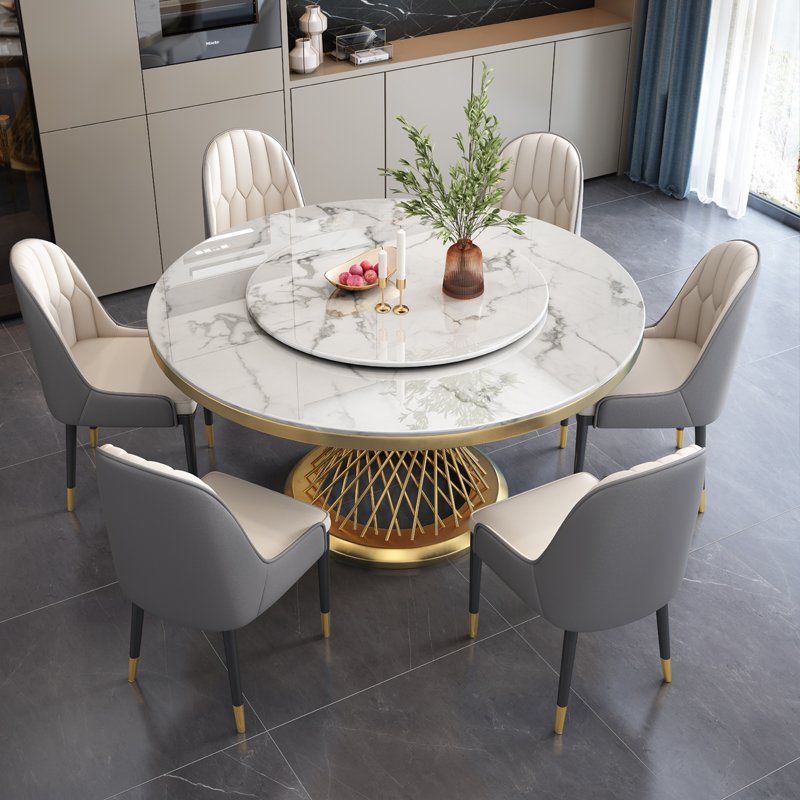 Modern Luxury Rock Slab Dining Table Extendable round Table for Kitchen Living Room Hotel Apartment for Dining Room Furniture