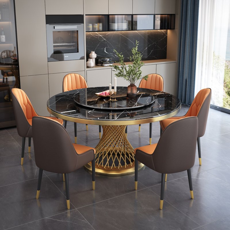 Modern Luxury Rock Slab Dining Table Extendable round Table for Kitchen Living Room Hotel Apartment for Dining Room Furniture