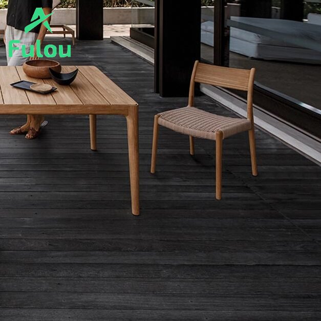 8-Seater Natural finish teak frame Garden Dining Table for Hotels & Villas for Outdoor Dining Table ceramic