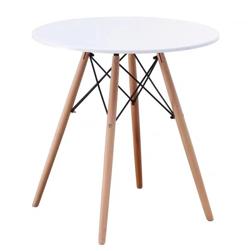 White Restaurant 4 seater Cafe Round Dinner Tables MDF Dining Table