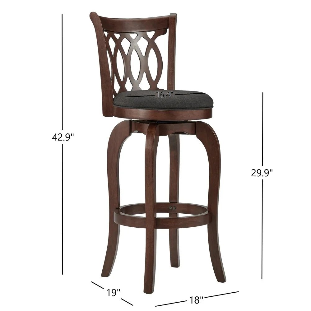 Lea modern simple solid wood bar stool with cushion brown finish