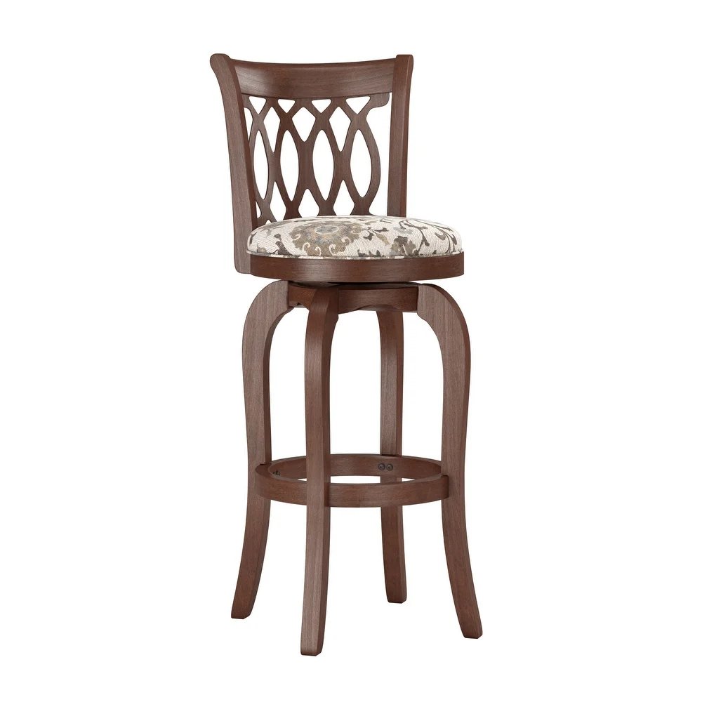 Lea modern simple solid wood bar stool with cushion brown finish