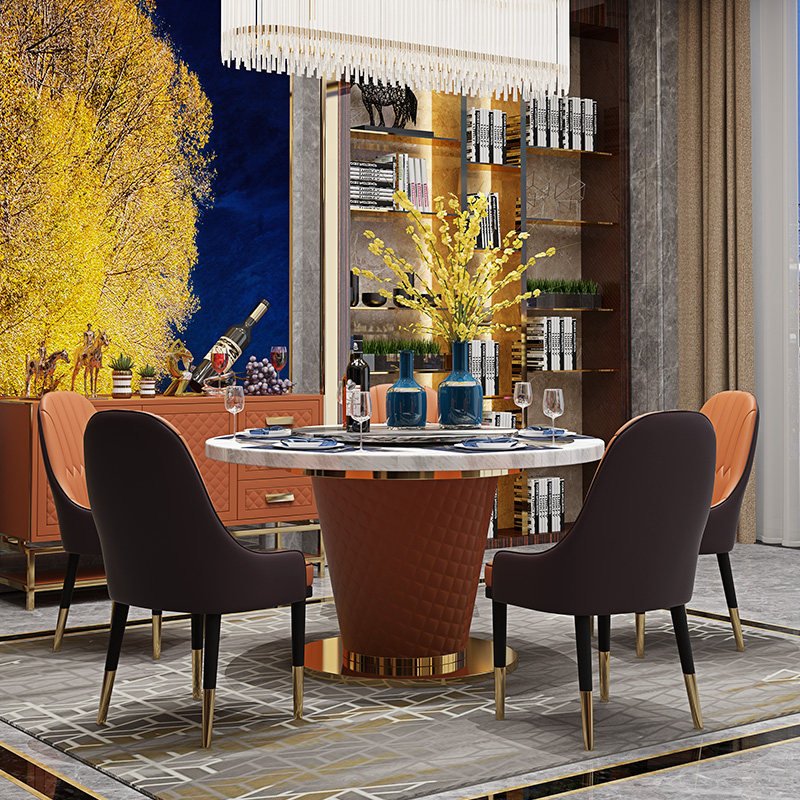 Post-modern Marble Dining-table Rectangular Light Luxury Dining Tables and Chairs Set Modern Simple Home Furniture 1 Piece