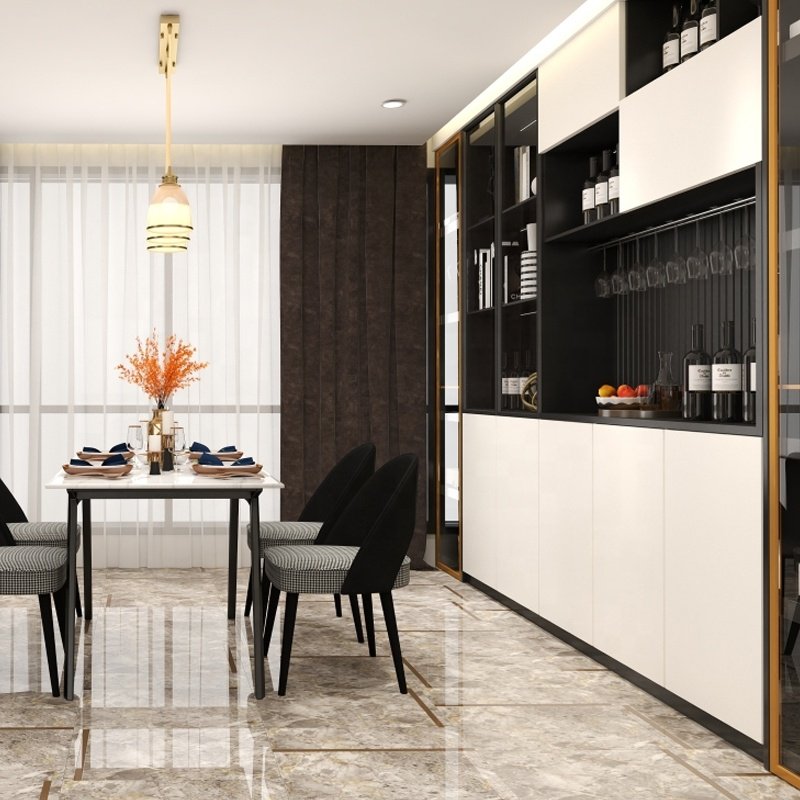 NAAFI customized wine cabinet with glass door Factory Directly Modern Design Matte PET Dining Table Cabinet