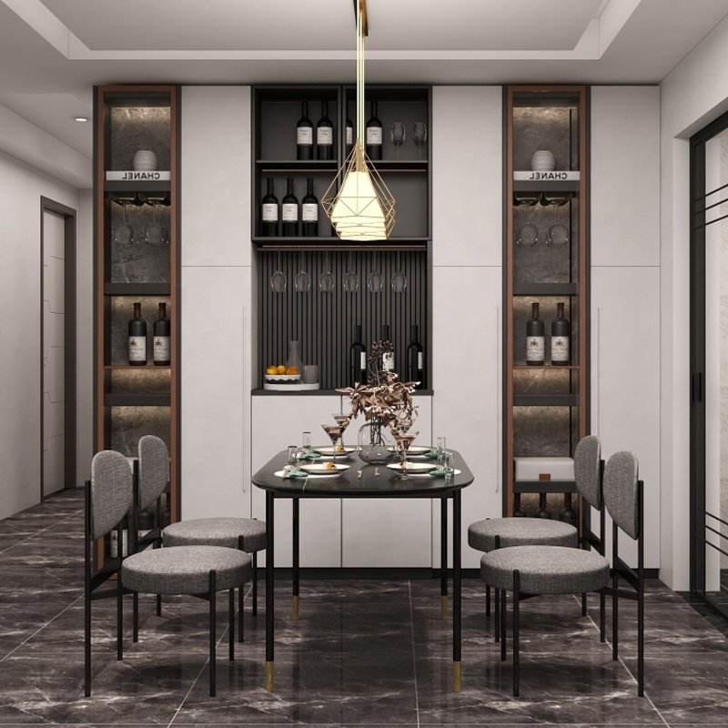 NAAFI customized wine cabinet with glass door Factory Directly Modern Design Matte PET Dining Table Cabinet