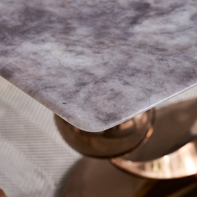 2024 new model furniture sets modern luxury gold stainless steel base artificial marble table top rectangle dining table