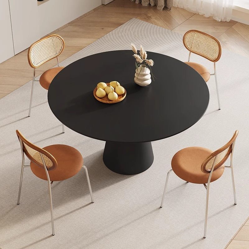 XTCZ-004 Italian rock plate round table simple pure white cream wind home round table small family restaurant meal table