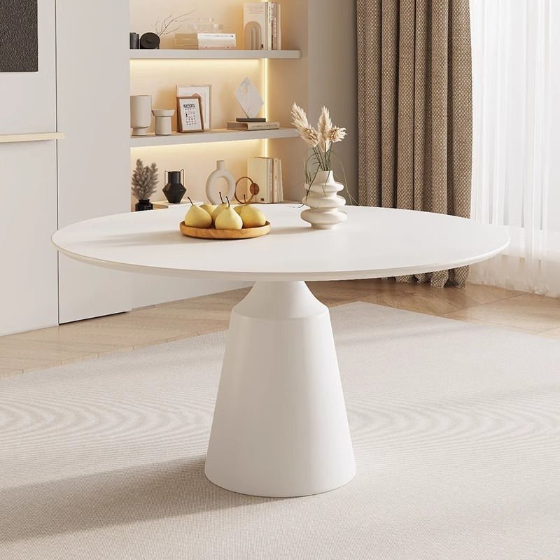 XTCZ-004 Italian rock plate round table simple pure white cream wind home round table small family restaurant meal table