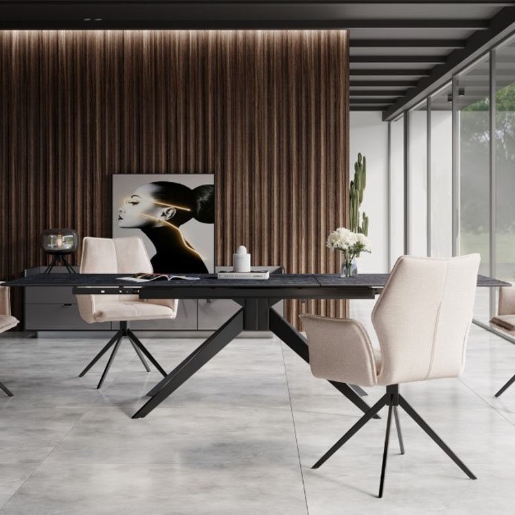 middle extension ceramic top expandable dining room table for 6