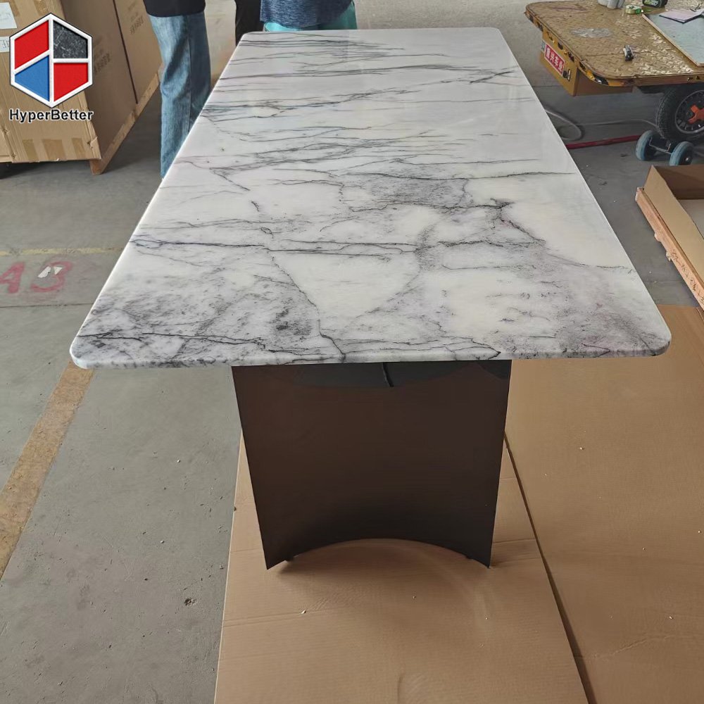Lilac marble top 6 seats restaurant table