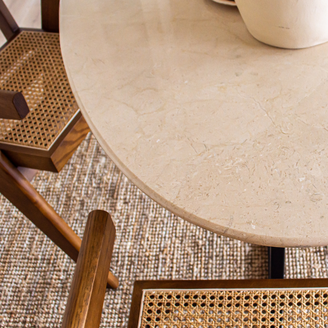 SHIHUI Luxury Beige Travertine Cylinder Dining Table Customized Honed Round Modern Style Home Hotel Use High Quality Furniture