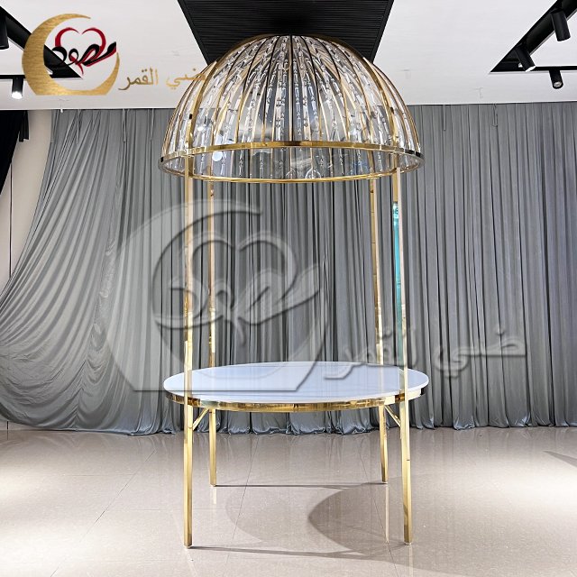 Luxury Wedding Furniture Crystal Top Stainless Steel Dining Table