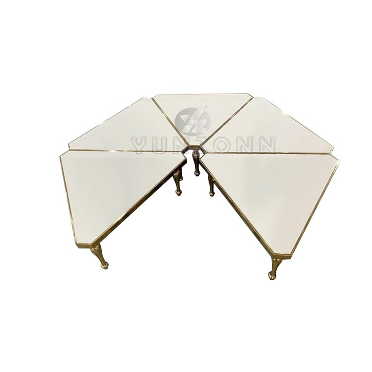 Modern Stainless Steel Base with Tempered Glass Top Triangle Dining Table Set for Hotels and Events