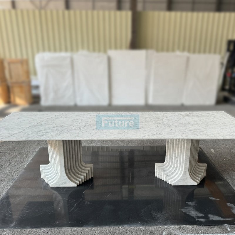 Luxury Stone Rectangle Marble Dining Table Exquisite Design Carrara Marble Dining Table For Home Kitchen Party Hotels Use