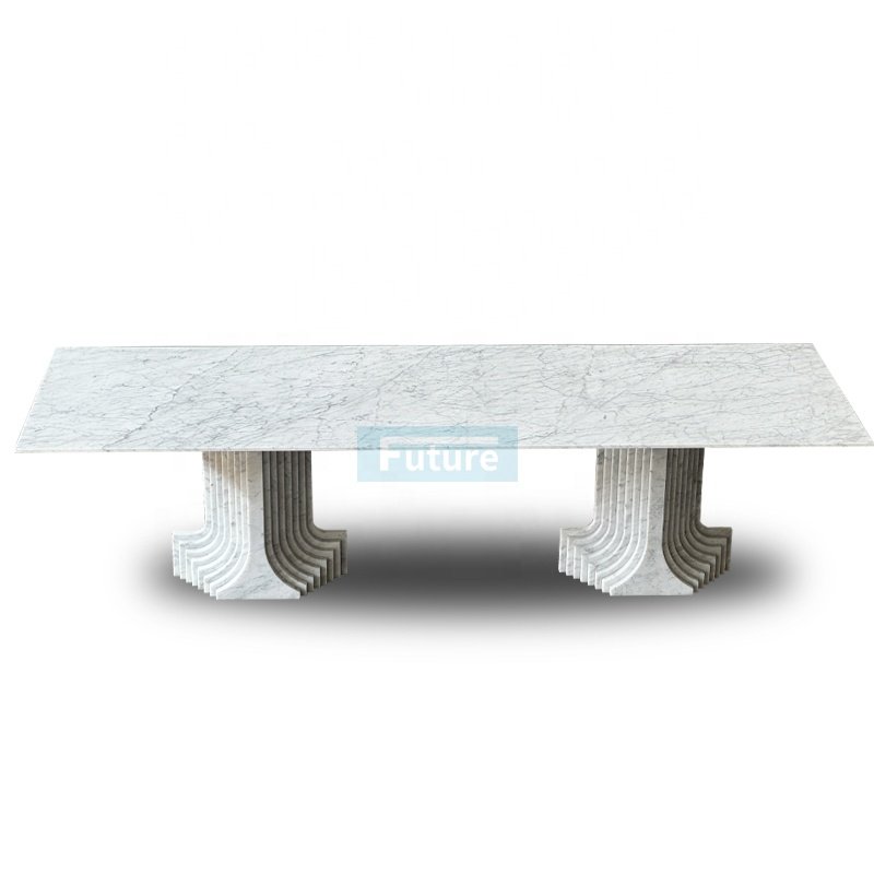 Luxury Stone Rectangle Marble Dining Table Exquisite Design Carrara Marble Dining Table For Home Kitchen Party Hotels Use