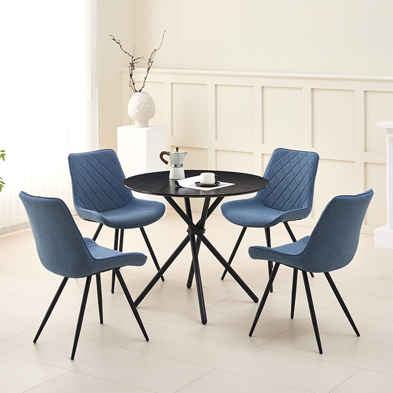 New Modern Nordic Kitchen Dinning Room 4 Seater Dining Table And Chairs Set Unique Metal Pedestal Round Black Dining Table