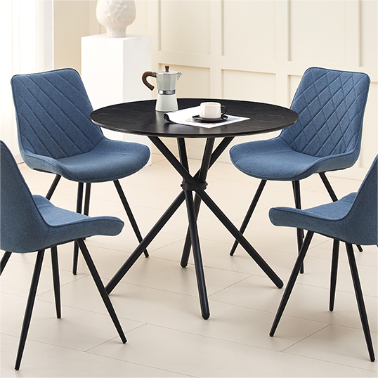New Modern Nordic Kitchen Dinning Room 4 Seater Dining Table And Chairs Set Unique Metal Pedestal Round Black Dining Table