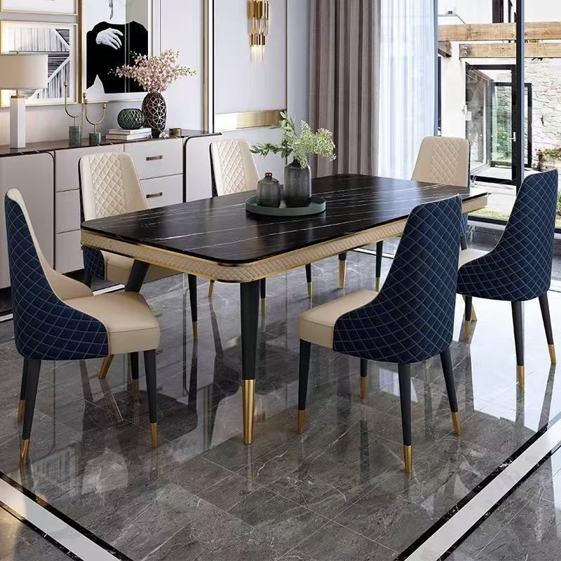 Hot selling Living room furniture modern marble dining table set luxury bright dinning tables