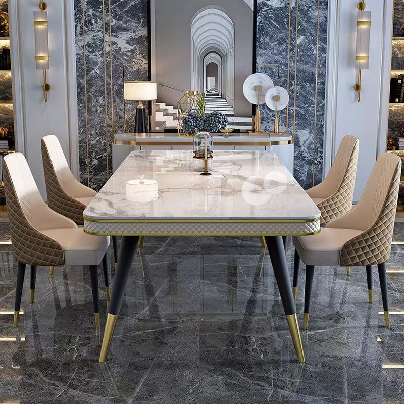 Hot selling Living room furniture modern marble dining table set luxury bright dinning tables