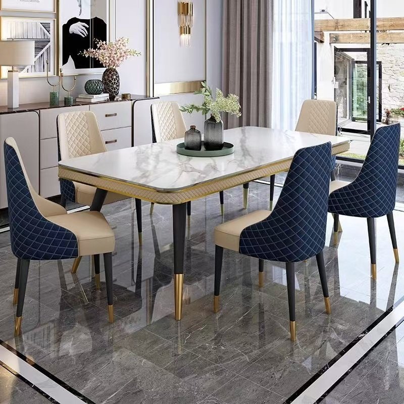 Hot selling Living room furniture modern marble dining table set luxury bright dinning tables