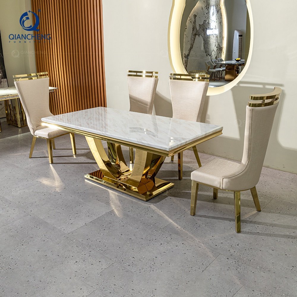 Wholesale dubai top luxury 5 star hotel lobby restaurant commercial furniture manufacturer foshan metal dining room table chair