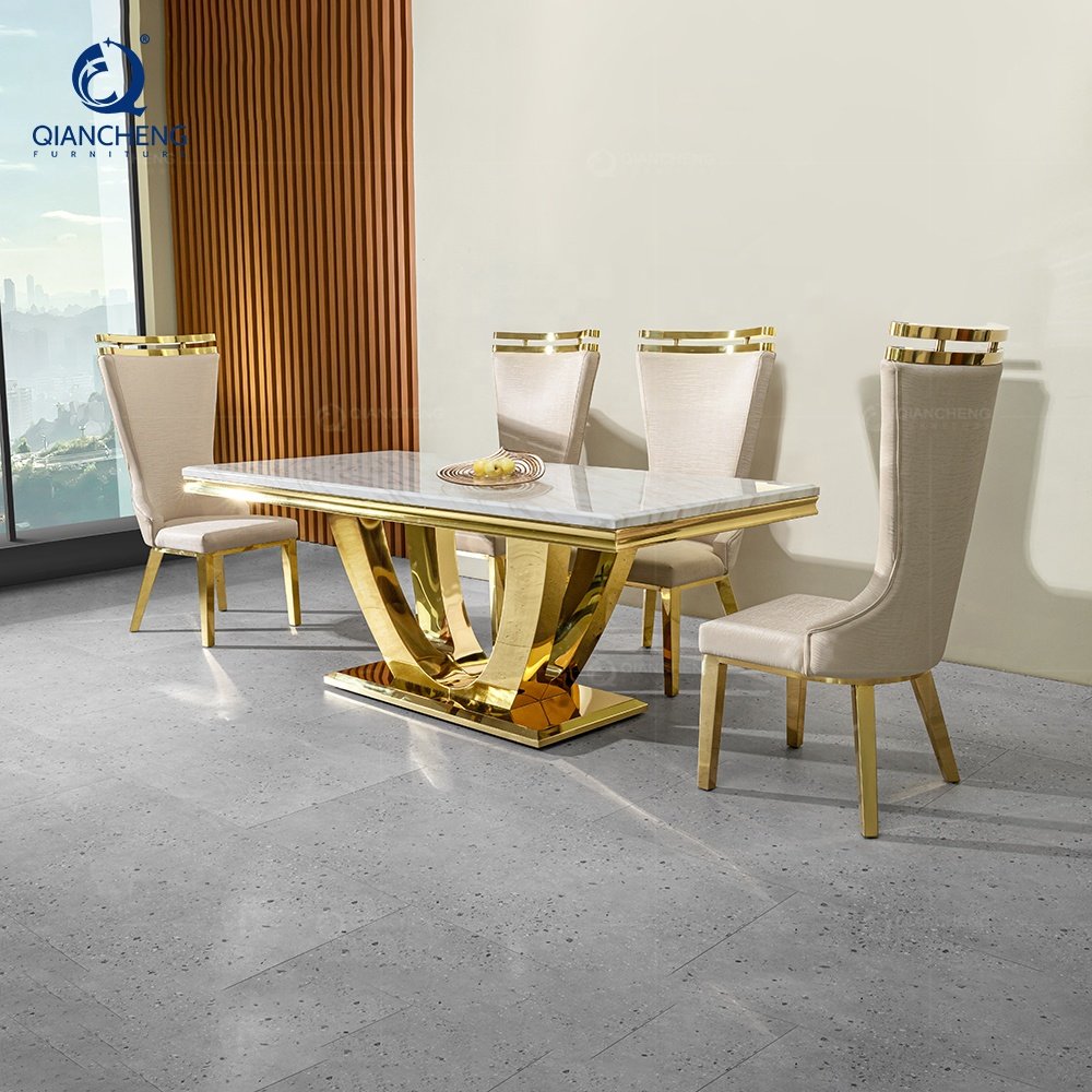 Wholesale dubai top luxury 5 star hotel lobby restaurant commercial furniture manufacturer foshan metal dining room table chair