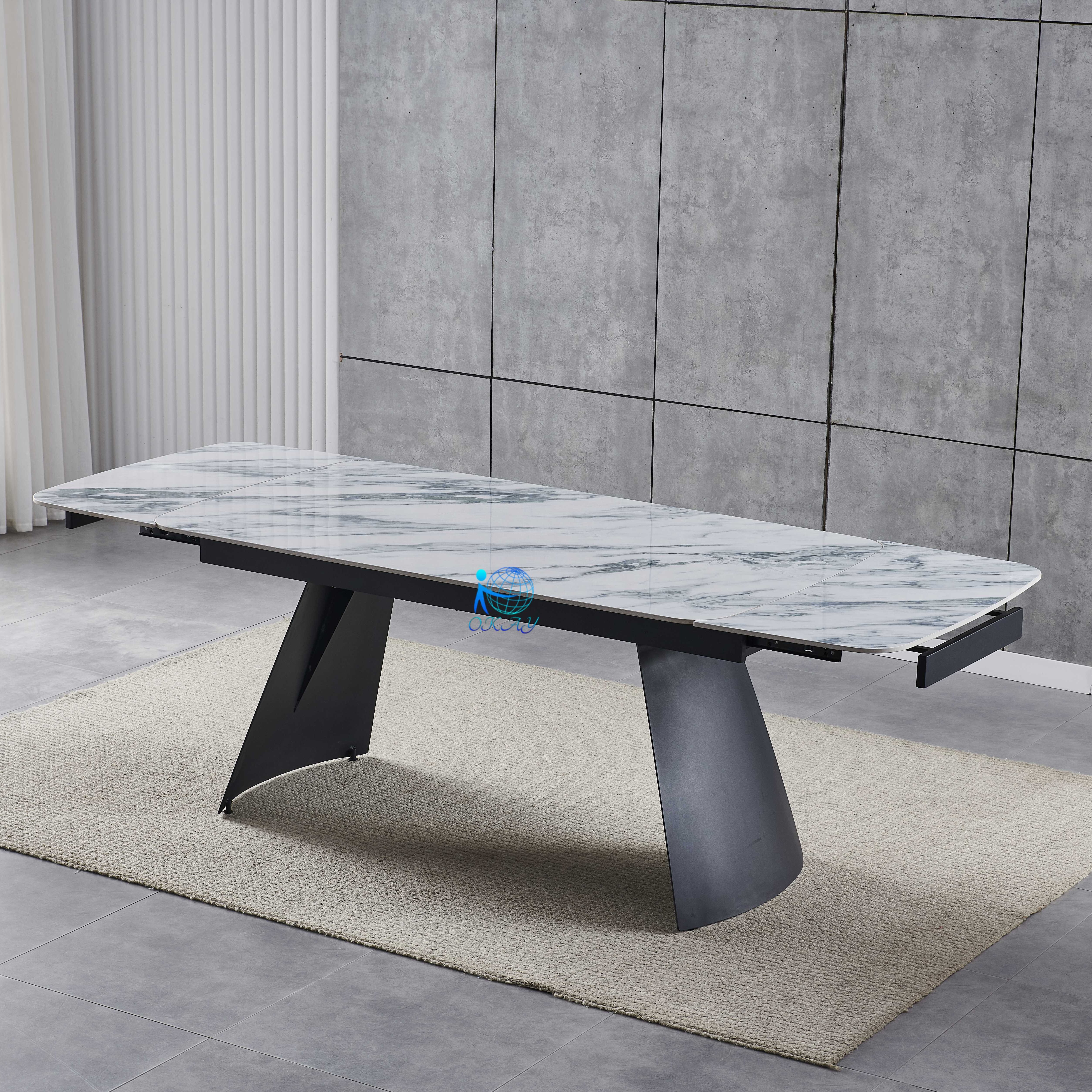 Master design new table luxury modern dinning table with two side extension function