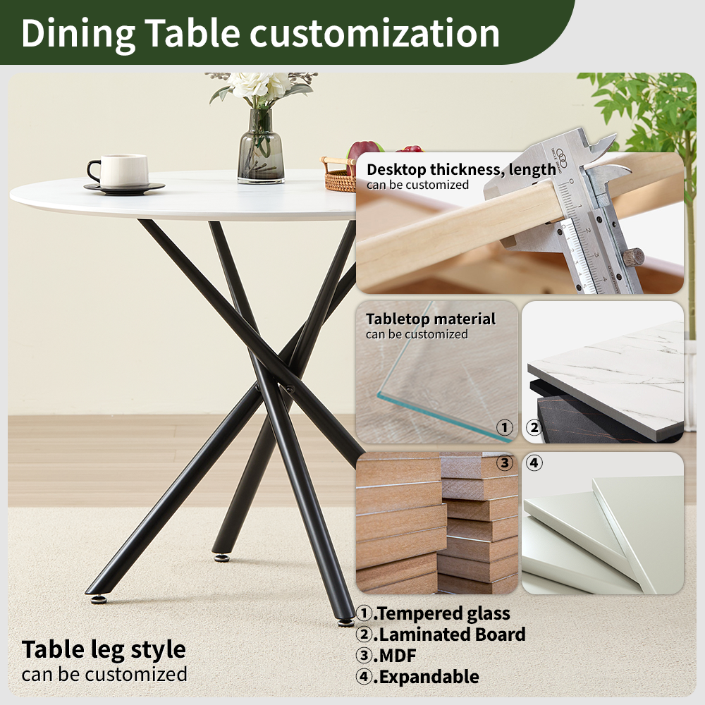 Cheap Modern Black Simple Rectangle Glass Dining Table and Dining Table Set With Chairs
