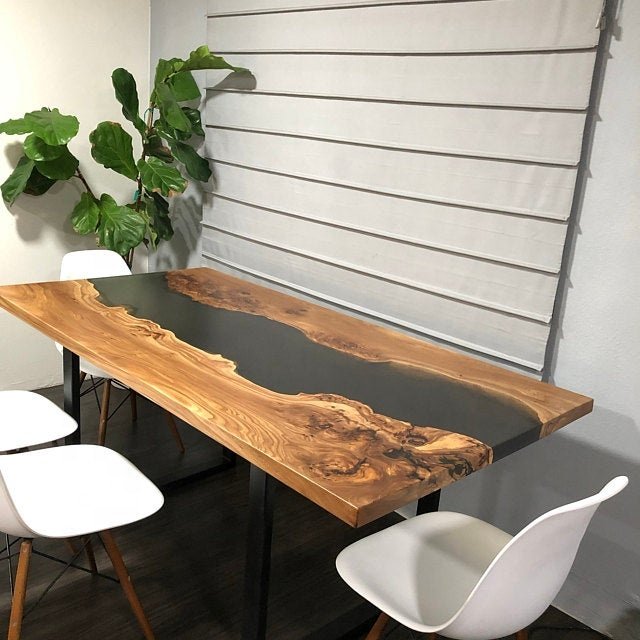 Factory Wholesale Live Edge Epoxy Resin Dining Tables Solid Walnut Wood Slab Table Tops In stock 2.5*2.5 Feet Dining Room Sets f